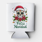 Feliz Navidad Sugar Skull Mexican Christmas T-Shir 缶クーラー (正面)
