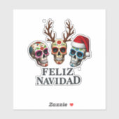 Feliz Navidad Sugar Skulls Reindeer Santa Mexican  シール (シート)