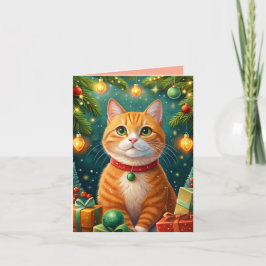 Feliz navidad te desea mi gato naranja カード