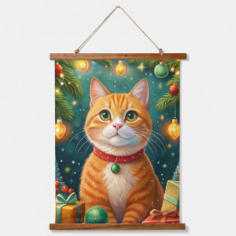 Feliz navidad te desea mi gato naranja 吊り下げ型タペストリー