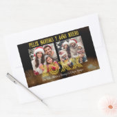 Feliz Navidad y Anno Nuevoスクリプトエレガントの写真 長方形シール (封筒)