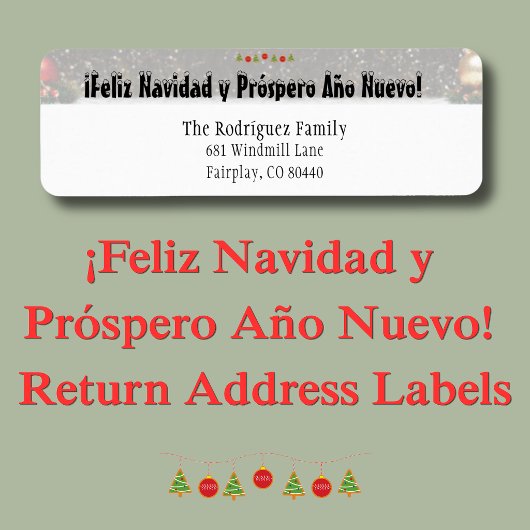 ¡Feliz Navidad y Próspero Año Nuevo! 送付元住所 ラベル