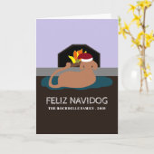 Feliz Navidogのおもしろいでスペインのなクリスマス カード (黄色い花)