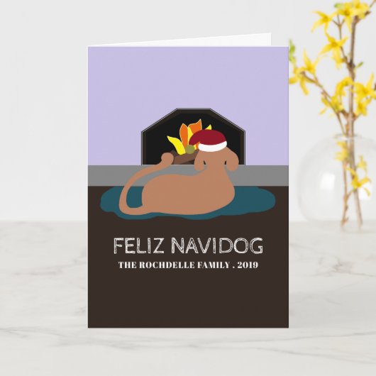 Feliz Navidogのおもしろいでスペインのなクリスマス カード (黄色い花)