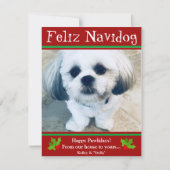 Feliz Navidogクリスマスフォトおもしろいカード シーズンカード (正面)