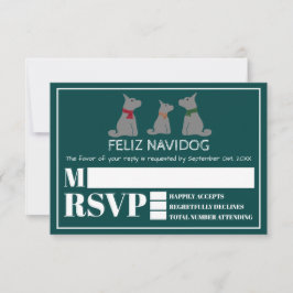 Feliz Navidog、クリスマススペインのパーティーRSVP 出欠カード