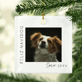 Feliz Navidog | ペットの写真入りクリスマスツリー メタルオーナメント