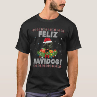 Feliz Navidog Black Labrador Dog Ugly Sweater Chri Tシャツ