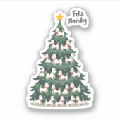 Feliz Navidog Christmas Dog T-Shirt, Funny Cute Xm シール (正面)