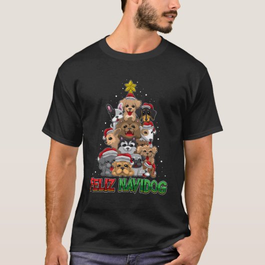 Feliz Navidog - Feliz Navidad – 犬のクリスマス Tシャツ (正面)