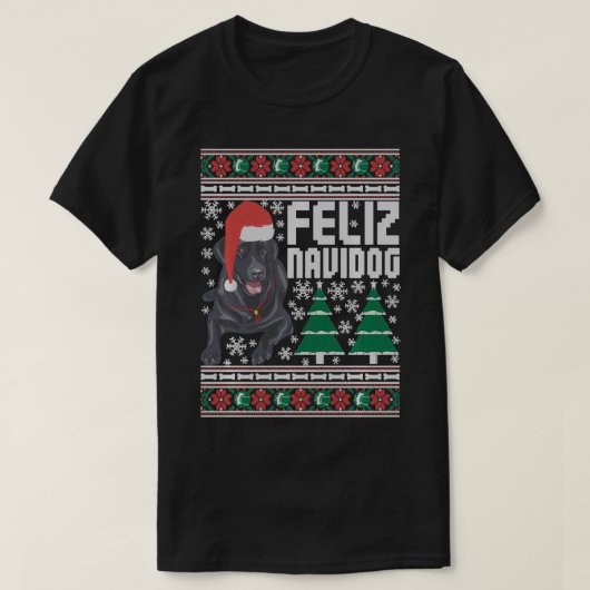 Feliz Navidog Funny Feliz Navidad Merry Christmas Tシャツ (デザイン正面)