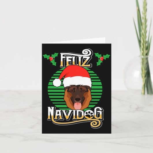 Feliz Navidog German Shepherd Dog Holiday Merry Ch カード (正面)