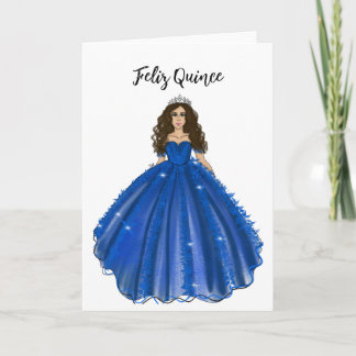 Feliz Quince - Dark Blue Quinceañera Birthday  カード