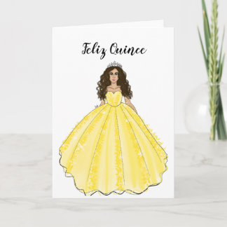 Feliz Quince - Yellow Quinceañera Birthday Card  カード