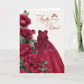 Feliz Quinceanera 15th Birthday Burgundy Wine カード (正面)