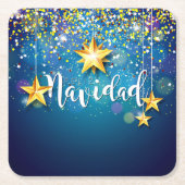 Felize Navidad ゴールドスター クリスマス スクエアペーパーコースター (正面)