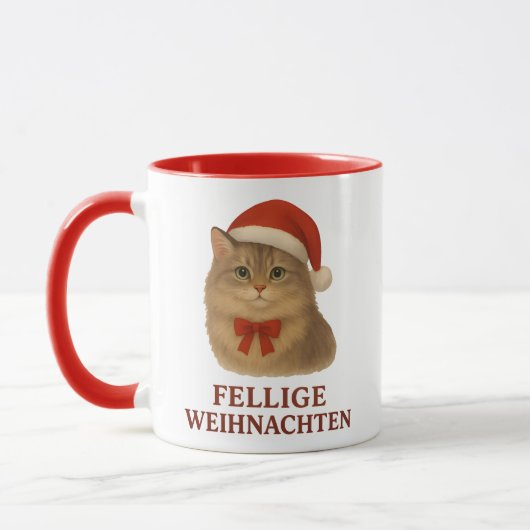 Fellige sibirische Weihnachtskatze マグカップ (左)