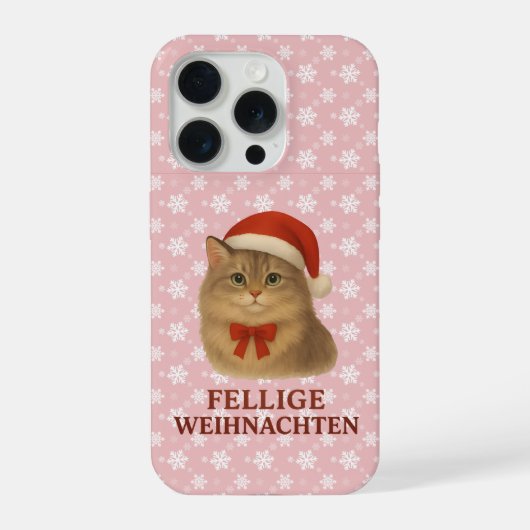 Fellige sibirische Weihnachtskatze iPhoneケース (裏面)