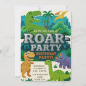Felt Texture Jurassic Playground Dinosaur Birthday 招待状 (正面)