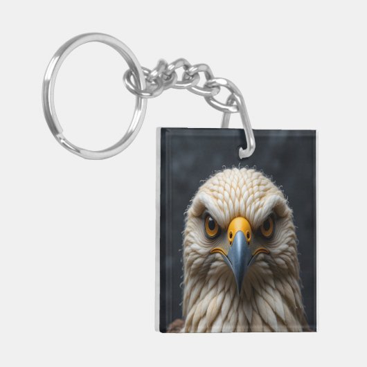 Felted Bird Portrait キーホルダー (正面左)