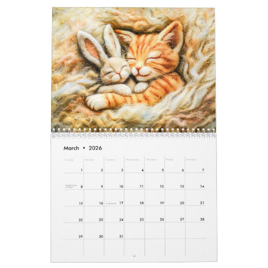 Felted Forest Cats – A Cozy Animal Calendar カレンダー (3月 2026)