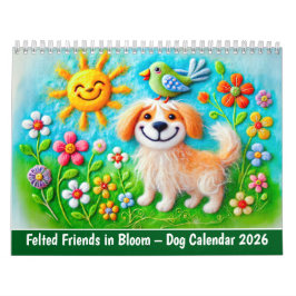 Felted Friends in Bloom – Dog Calendar 2026 カレンダー