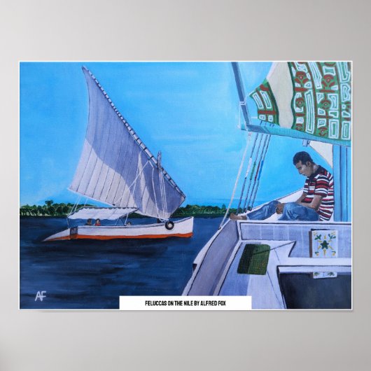 Feluccas on the Nile Painting by Alfred Fox ポスター (正面)