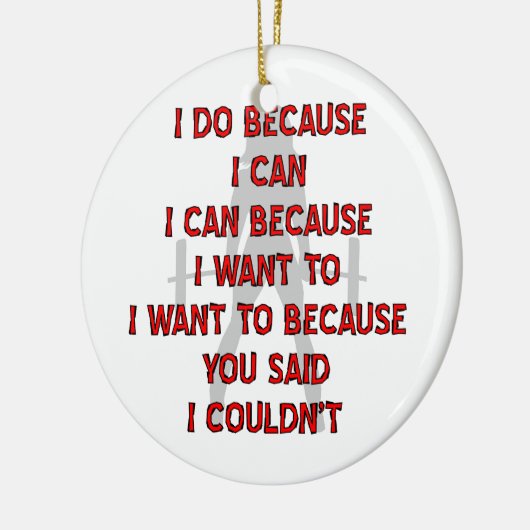 Femの重量挙げ私はできなかった言ったので セラミックオーナメント (左)