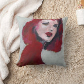 Femポートレート – 赤 クッション (ブランケット)