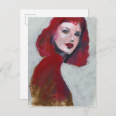 Femポートレート – 赤 ポストカード (正面/裏面)