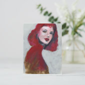 Femポートレート – 赤 ポストカード (スタンド正面)