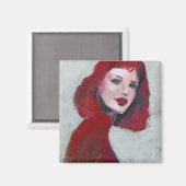 Femポートレート – 赤 マグネット (正面/裏面)