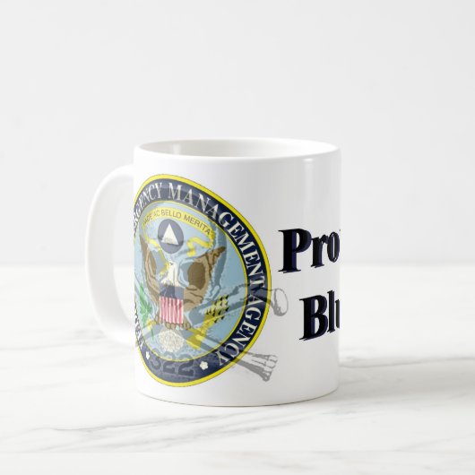 FEMAのキャンプの青いリストのマグ コーヒーマグカップ (正面左)