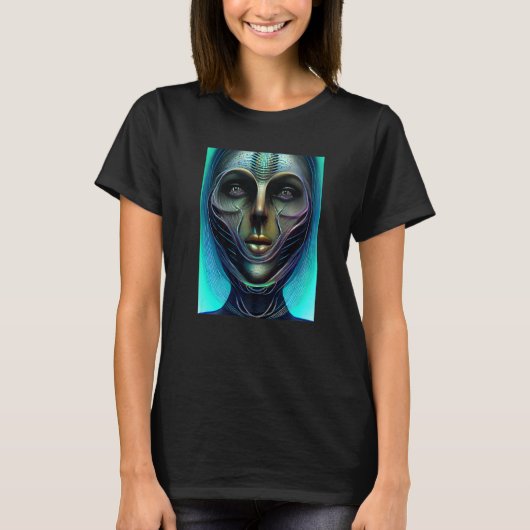 Female Alien Cyborg Visitor from an Organic Green  Tシャツ (正面)