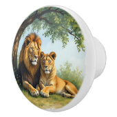 Female and Male Lions under a Tree セラミックノブ (右)