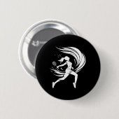 Female Badminton Player Drawing Shuttle  缶バッジ (正面&裏面)
