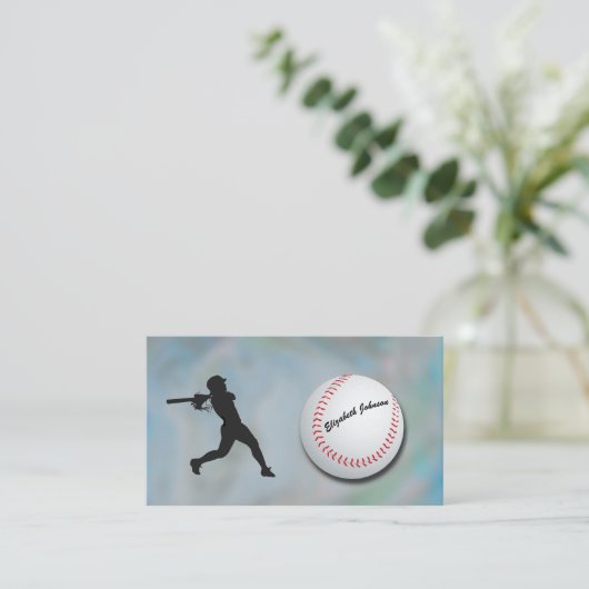 Female Baseball Player - silhouette and baseball 名刺 (スタンド正面)