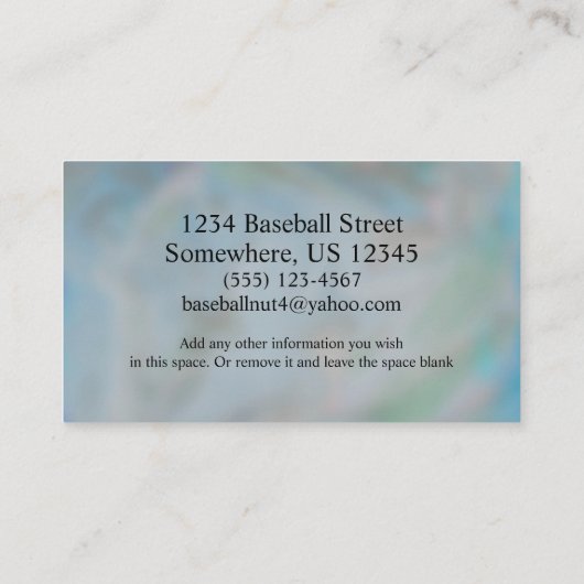 Female Baseball Player - silhouette and baseball 名刺 (裏面)