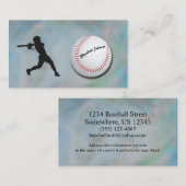 Female Baseball Player - silhouette and baseball 名刺 (正面/裏面)