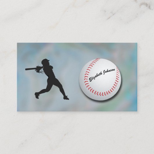 Female Baseball Player - silhouette and baseball 名刺 (正面)