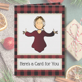 Female Cartoon Funny Thank You Christmas Gift カード