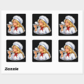 Female Chef Illustration Sticker スクエアシール (シート)
