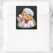 Female Chef Illustration Sticker スクエアシール (バッグ)