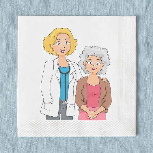 Female Doctor with Senior Woman Patient スタンダードカクテルナプキン