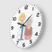 Female Doctor with Senior Woman Patient ラージ壁時計 (傾斜)