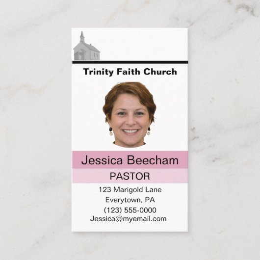 Female Pastor Custom Business Card 名刺 (正面)