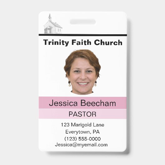 Female Pastor Custom ID Badge バッジ (正面)
