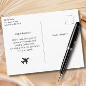 Female Pilot Black Sketch Girl Aviation Birthday  ポストカード