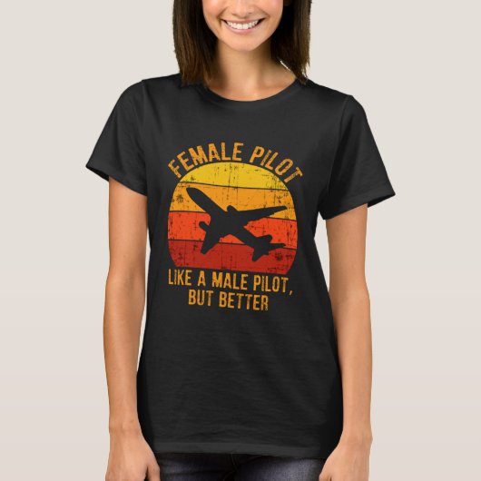 Female Pilot Definition Aviation 2 Tシャツ (正面)