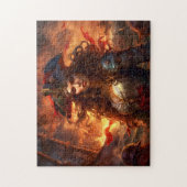 Female Pirate Before Burning Ship Fantasy Painting ジグソーパズル (縦)